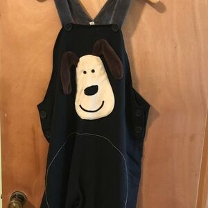 Cute Dog Applique Overalls